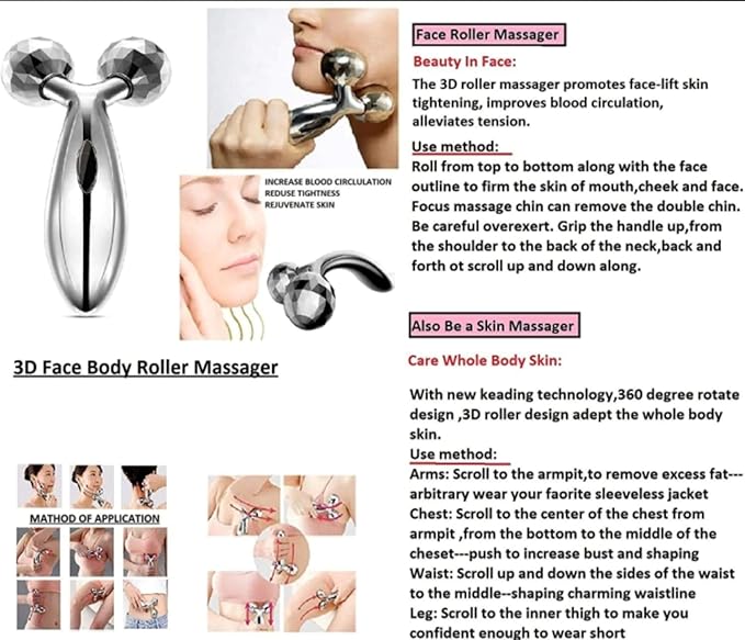 3D Daimond Cut Manual 360 Rotate Facial Massager Tool| Gua Sha Facial Skin Lifting,Reduces Eye Puffiness Anti Aging & Wrinkle Reducer| Helps in Skin Tightening, Blood Circulation