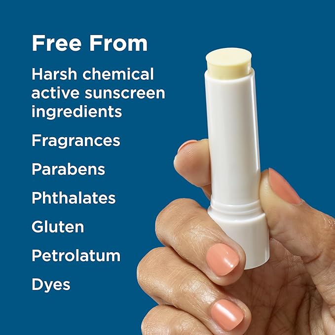 BLUE LIZARD Mineral SPF 15 Lip Balm, 3-Pack: Broad Spectrum Sun Protection, Natural Coconut Flavor, 8 Natural Oils, Infused with Australian Kakadu Plum, Rich in Vitamin C, Vegan, Each Tube 0.13 oz.