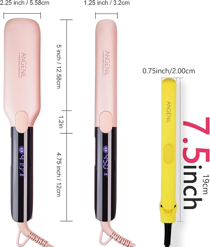 ANGENIL Pro Ceramic Tourmaline Mini Flat Iron for Short Hair, Portable Small Flat Iron with Anti-Scald Silicone, 0.7 inch Travel Size Hair Straightener, 20S Fast Heating, 3 Temp (280℉- 320℉ -380℉)