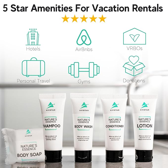 180 Piece Hotel Soap & Bulk Toiletries - Airbnb Essentials for Hosts & Guests - Hotel Shampoo & Conditioner Supplies for Guests, Hotel Toiletries Bulk Set, Mini Bulk Travel Size Toiletries, Air BnB