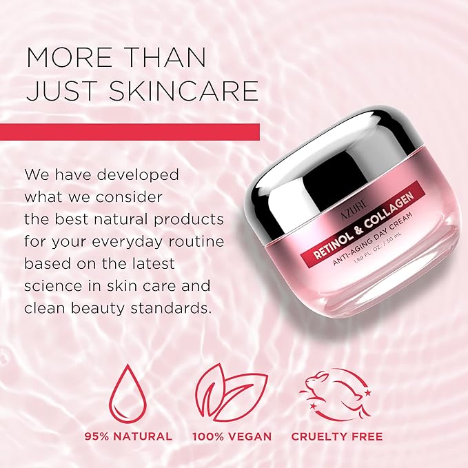 Azure Cosmetics Dermatologist Tested Retinol & Collagen Face Moisturizer - K Beauty Anti-Aging for Skin Renewal & Wrinkle Repair Face Cream - Korean Skincare - All Skin Type 1.69 fl oz