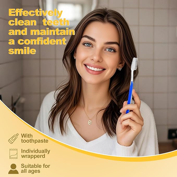 Disposable Toothbrushes with Toothpaste Individually Wrapped 5 Colors Bulk Toothbrush and Toothpaste 10g for Homeless,Shelter,Air Bnb/Hotel/Guest Apartment (200)