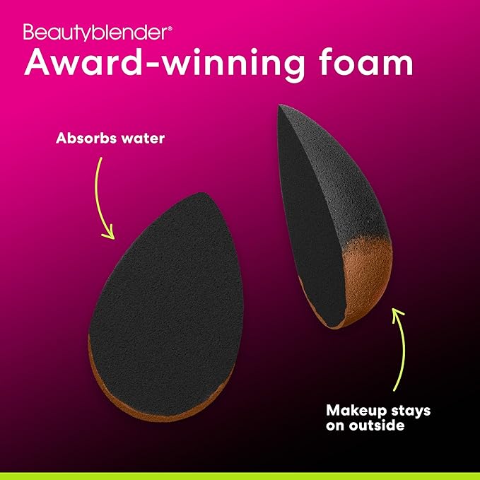 Beautyblender® | Micro Mini Pro Black Beauty Blender Makeup Sponges, Super-Soft Foam Easily Blends Concealers & Highlighters, Made in USA, Reusable, Washable, Streak Free Application, 2 Pack