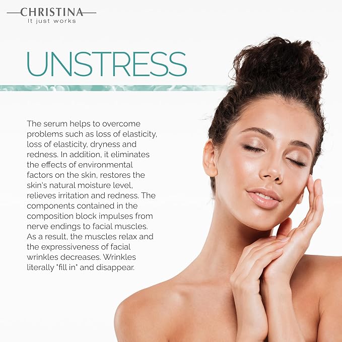 Christina Unstress Absolute Relaxer Peptide Serum for Face with Hyaluronic Acid | Boosts Collagen and Elastin | Face Serum with Easy Application for All Skin Types
