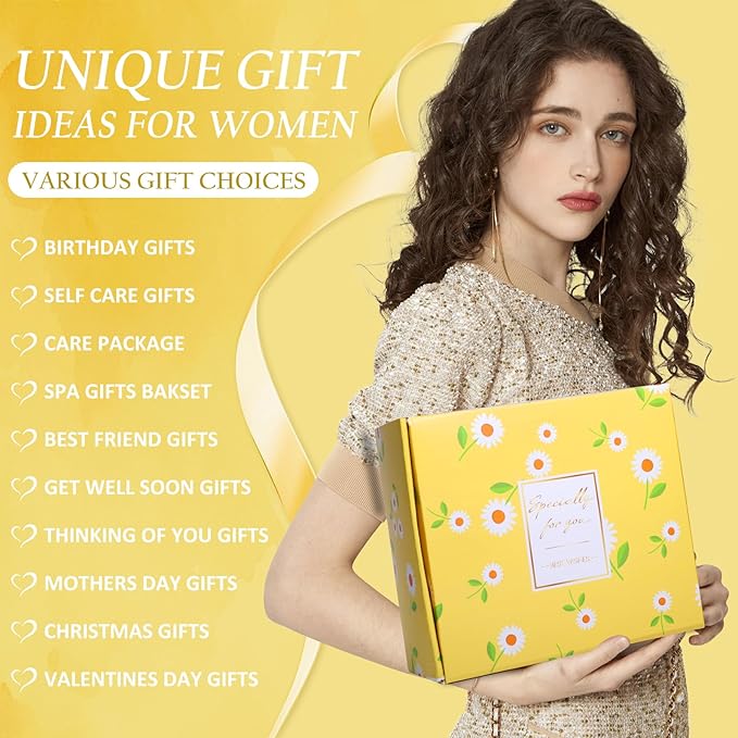 Birthday Gifts for Women Self Care Gifts Get Well Soon Gifts, Rose Relaxing Spa Gifts Basket Care Package, Luxury Flannel Blanket, Unique Mothers Day Idea Gifts for Mom Her Grandma Friend Sister Wife