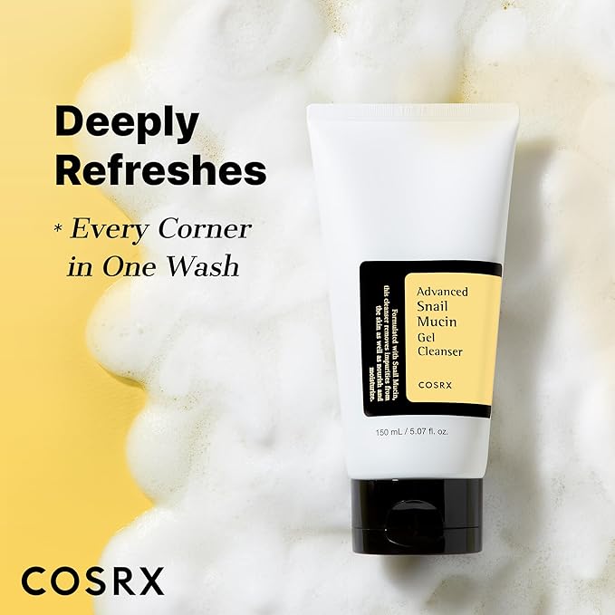 COSRX Advanced Snail Mucin Gel Cleanser, 5.07 Fl Oz / 150 mL, Rich Daily Deep Cleansing Gel for Dry & Sensitive Skin, Korean Skin Care, Not Tested on Animals, No Parabens