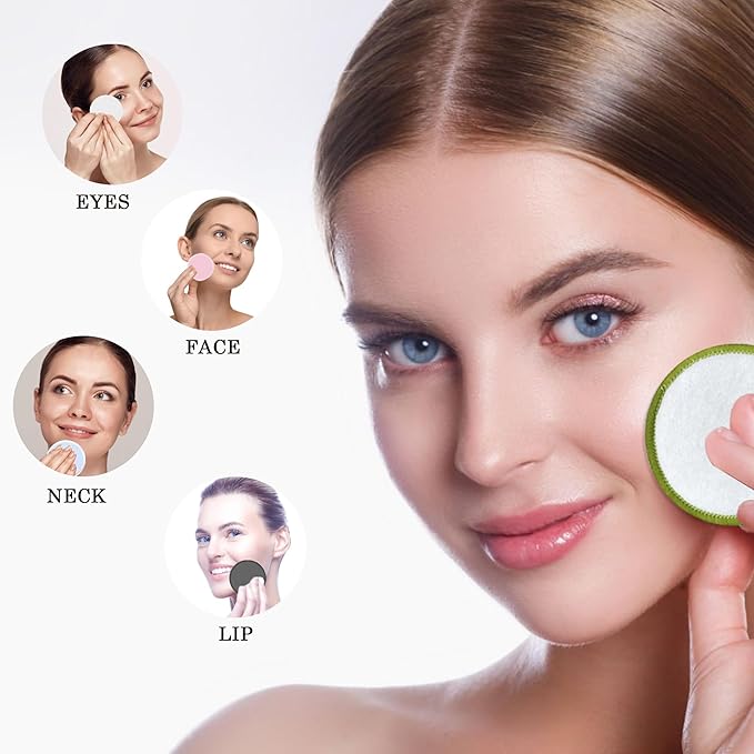 Chloven Reusable Cotton Rounds - 30 Pack Washable Bamboo Makeup Remover Pads for Gentle Cleansing Reusable Face Pads for Skincare & Nail Polish Removal with Mesh Laundry Bag
