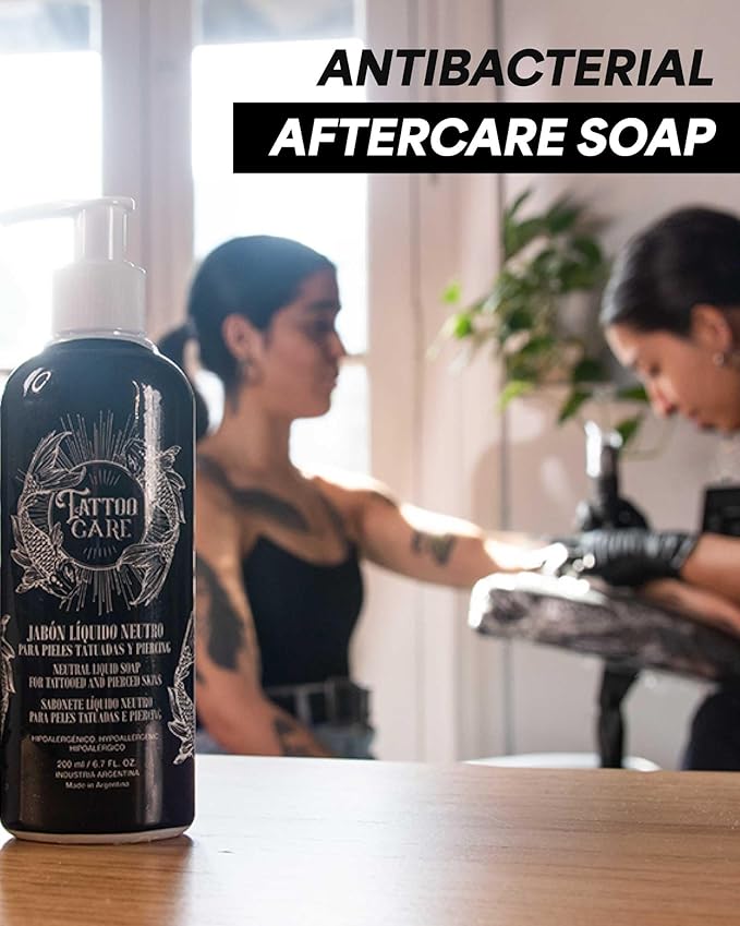 AfterCare Neutral Liquid Soap for Tattooed and Pierced Skin, Hypoallergenic, 6.7 fl. oz., Unscented Soap, Tattoo Aftercare, Tattoo Cleaning Supplies, Deep Cleansing Formula