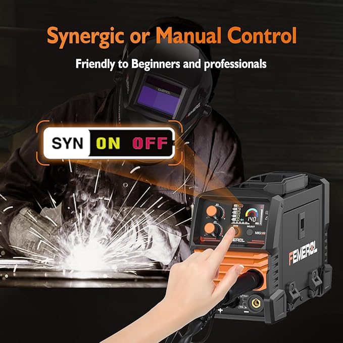140A 3 in 1 MIG Welder,Flux Core, MIG/Lift TIG/Stick Welding Machine 110V Portable IGBT Inverter Synergic Control, LED Display with Welding Helmets