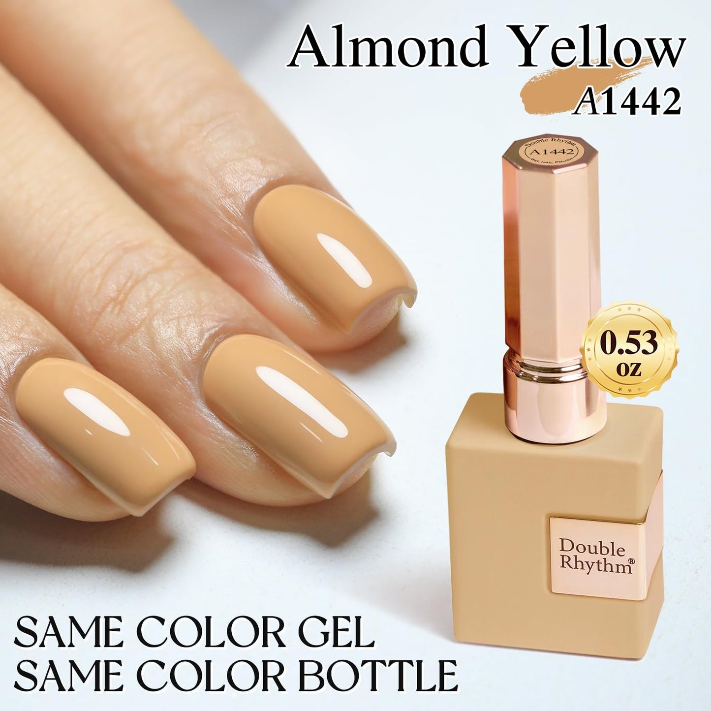 Double Rhythm 0.50 OZ Nude Gel Polish Same Color Same Bottle Sheer Pastel Neutral Natural Milky 15 ML Jelly UV Nail Art DIY at Home (Earth Beige-A1442)