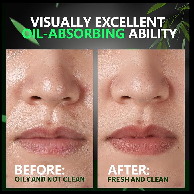 800PCS Blotting Paper for Oily Skin, Natural Bamboo Charcoal Blotting Paper, 100 * 70MM Large Oil Blotting Sheets for Face