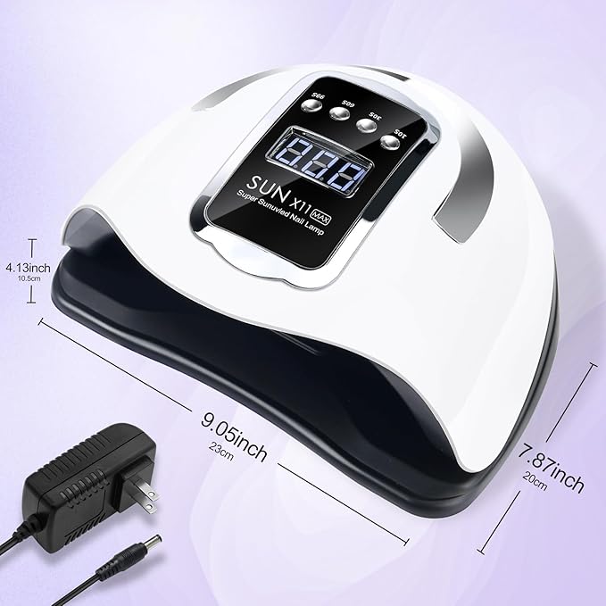 Wisdompark UV LED Nail Lamp 180W, UV Light for Gel Nails with 45Pcs Lamp Beads and Automatic Sensor/4 Timer Settings Professional Nail Dryer for Gel Polish Manicure Art Tools for Home Salon