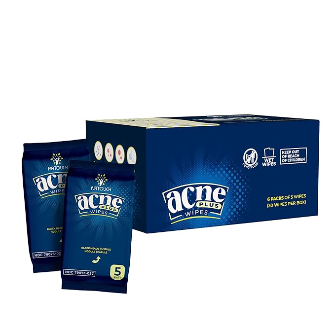 Acne Wipes for Face & Back, Acne Treatment Wipes with Salicylic Acid, Acne Scars and Dark Spot Remover with Natural Essential Oil for Face, Body, Back, and Butt