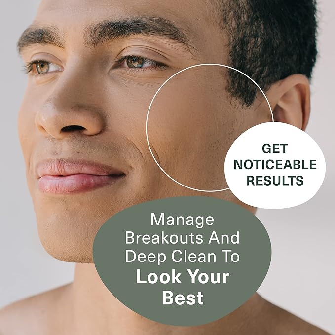 Botanic Tree Glycolic Acid Exfoliating Face Wash for Men - Facial Exfoliating Cleanser, Face Scrub - 2.5% Glycolic Acid with Activated Charcoal - 6 fl oz