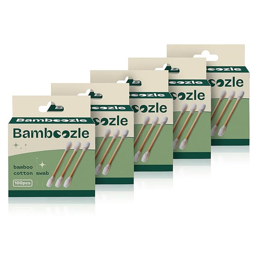 Bamboozle Eco-Friendly Premium Bamboo Cotton Swabs - Sustainable, Biodegradable, & Stylish Personal Care Solution, 500 count