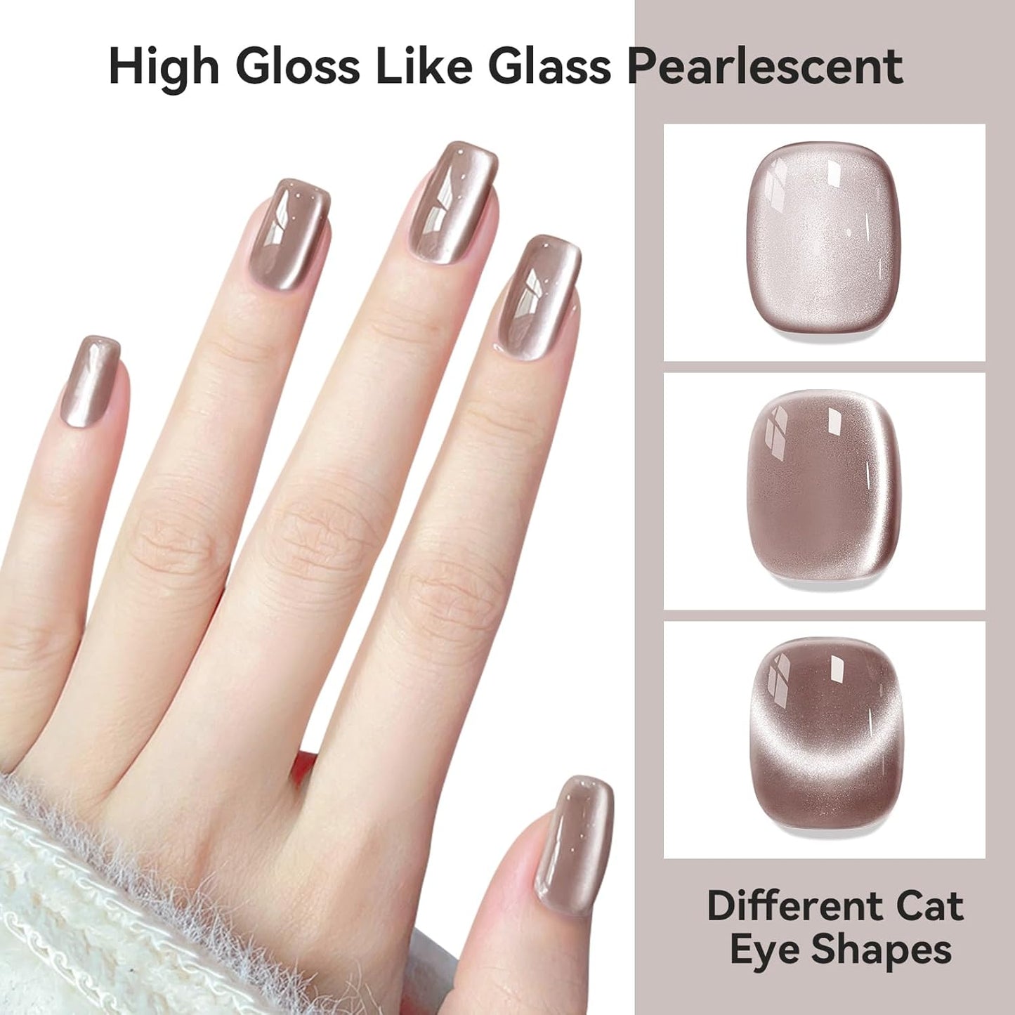 Cat Eye Gel Nail Polish 12ML, Crystal Moonlight Cateye Gel Polish With Magnetic Stick, Magnetic Glitter Holographic Nail Polish Glass Diamond Cats Eye Velvet Gray 1PC