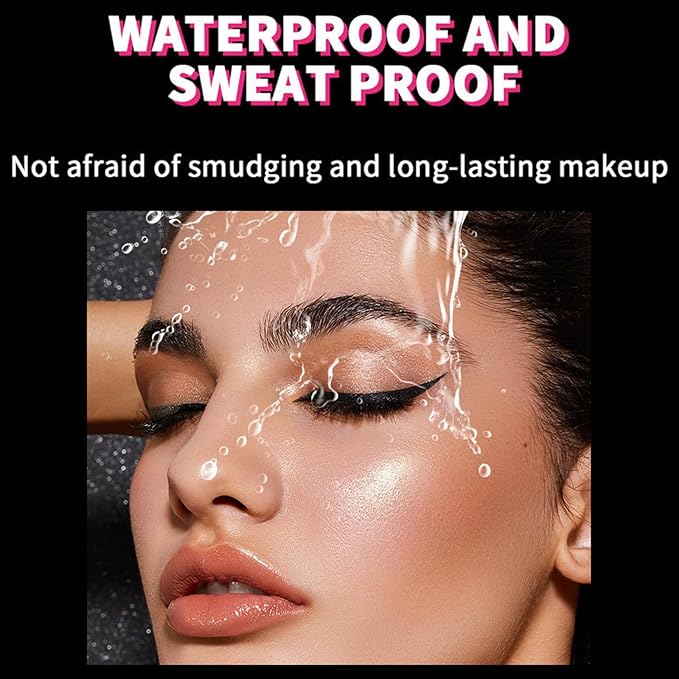 12 Pcs Black Eyeliner Pen, Long-Wearing & Waterproof Eyeliner, Quick-Drying Liquid Eye Liner, Smudge-Resistant Black Eye Liner for All Skin Tones, Highly-Pigmented Eye Makeup