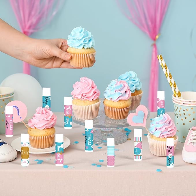 50 Pcs Baby Shower Lip Balm Gift Bulk, Boy or Girl Lip Balm for Guests, Babies Gender Reveal Lip Care, Moisturizing and Nourishing Lip Care for Baby Shower Supplies