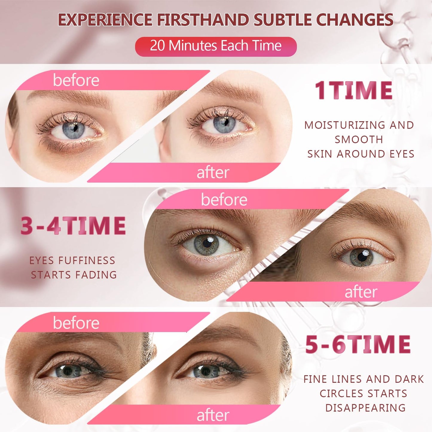 60 Pcs Pink Under Eye Patches, 30 Pairs Undereye Mask for Dark Circles Puffy Eyes Treatment, Collagen Gel Pads Hydrating for Eye Bags Puffiness Wrinkle, Women Men Beauty Skin Care Products