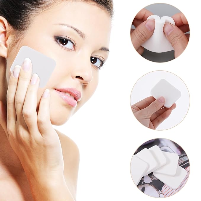 50Pcs White Square Makeup Sponge Facial Powders Puff Cosmetic Sponge Square Foam Pad Beauty Makeup Eye Face Foundation Powders Blender for All Skin Types, Wet and Dry Dual Use