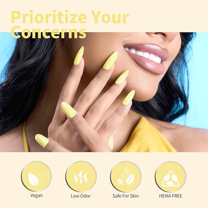 CANNI 6 Colors 9 ML Hema-Free Pastel Yellow Green Gel Nail Polish Set, Sage Forest Lime Green Pale Yellow Gel Polish Kit, Soak Off LED Nail Gel Manicure Kit DIY at Home Salon Gifts