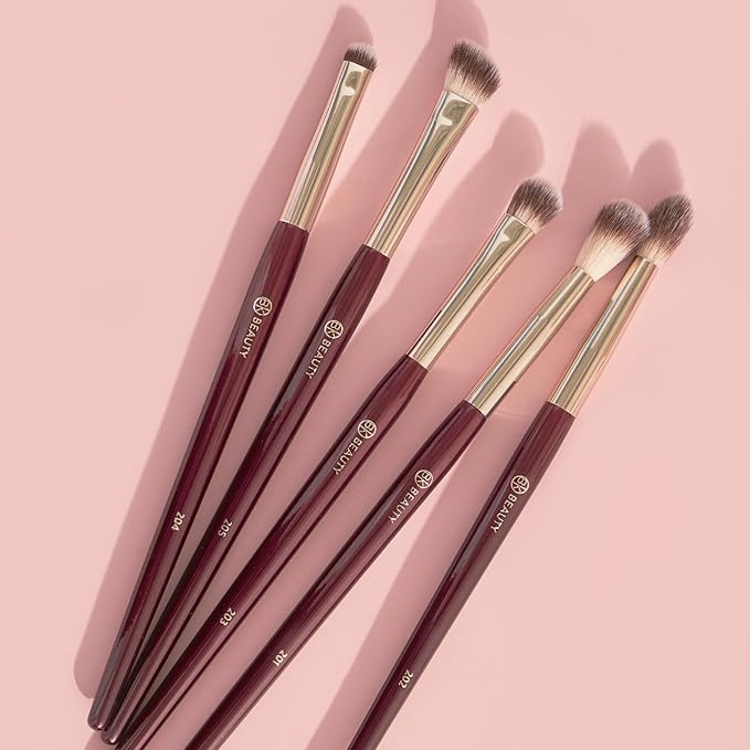BK BEAUTY - Essentials Brush Set (5PC) - Professional Makeup Brushes for Blending, Smudging, & Defining | Premium Eyeshadow Set for Flawless Eye Looks