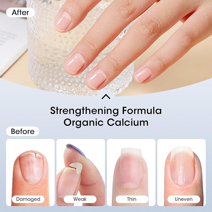 GELLEN Clear Nail Polish Base Top Coat, No Wipe High Gloss Shine Top Coat Quick Dry, Sheer Nail Base Coat Strengthener Strengthens Nails - Calcium Formula, Non UV Gel, Hema Free, Non-toxic, No Chip