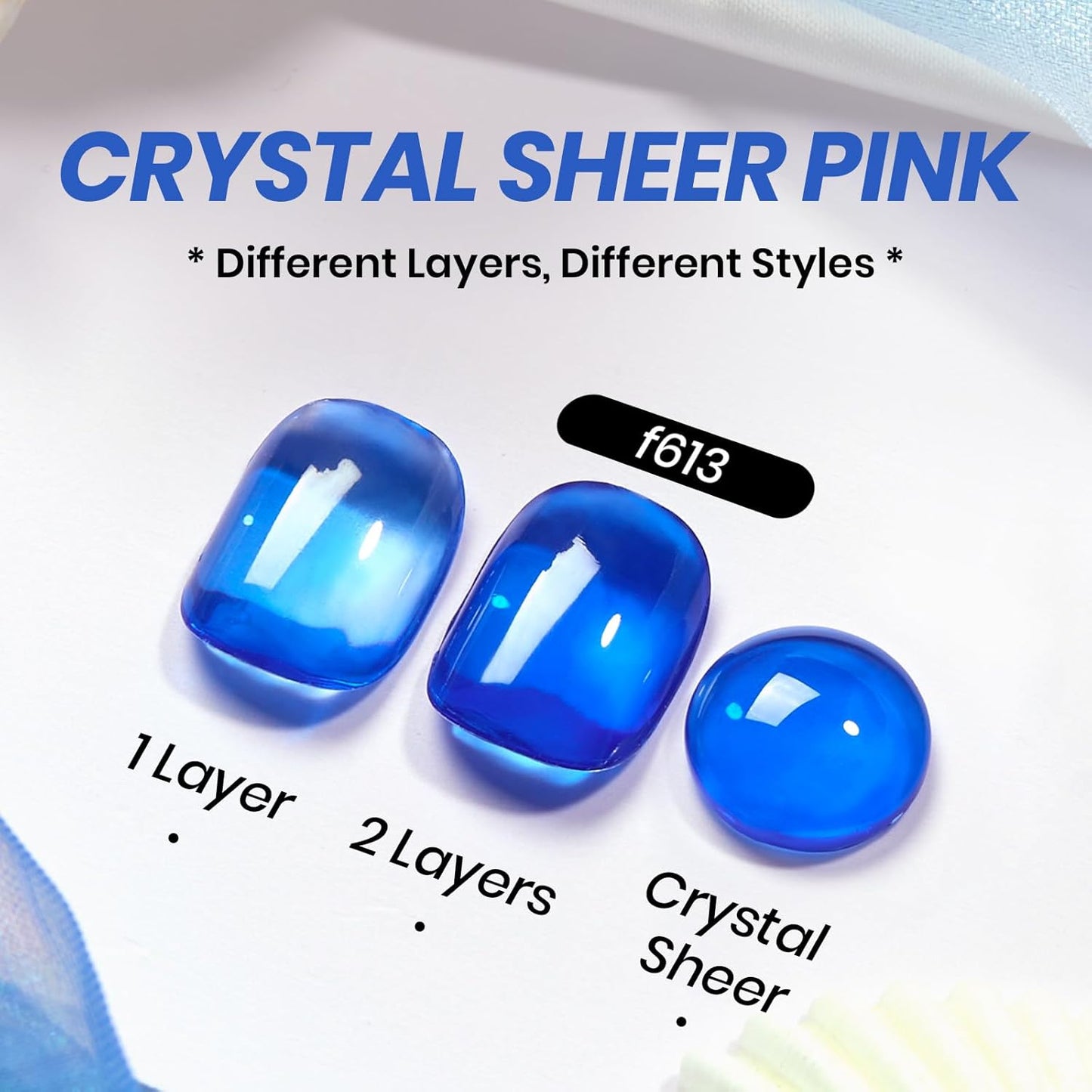 Beetles Blue Gel Nail Polish, 15ML Deep Blue Jelly Gel Polish Sheer Translucent Effect Neutral Nail Polish Soak Off UV Abyssal Secrets Series French Nail Art Manicure Salon Gift for Women