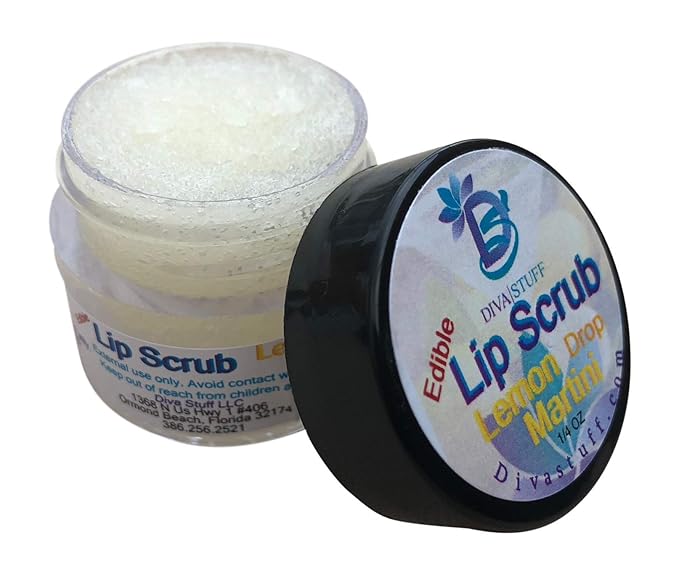 Diva Stuff Ultra Hydrating Lip Scrub for Soft Lips, Gentle Exfoliation, Moisturizer & Conditioner, Lemon Drop Martini – ¼ oz (Made in the USA)