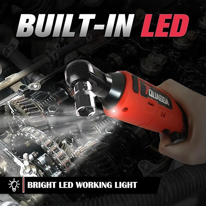 3/8" Cordless Electric Ratchet Wrench Set, 12V Power Ratchet Tool Kit With 2 Packs 2000mAh Battery And Charger, 45 FT-LBS Battery Powered Wrench with Infinitely Variable Speeds