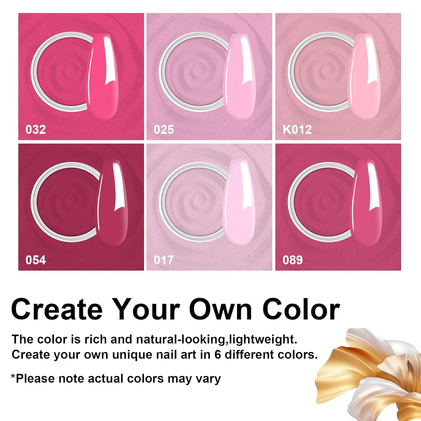 Dip Powder Nail Set, 6 Colors Hot Pink Series 12 Pcs Dipping Powder Kit With Base & Top Coat/Activator/Brush Saver,Nail Art Dip Manicure Kits Odor-Free&Long-Lasting, No Needed Nail Lamp Curing