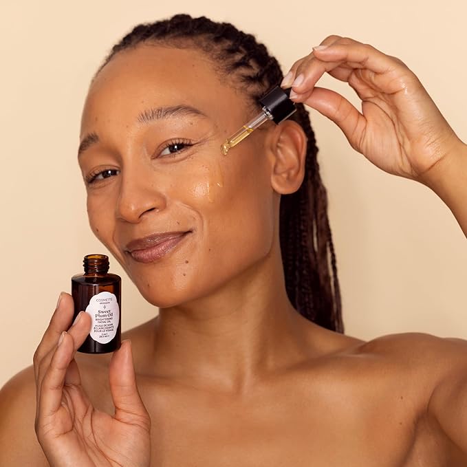 Cosmette Sweet Plum Vitamin C Facial Oil With Grape Seed, Almond, Coconut & Castor Oils, Hydrating Daily Face Oil to Support & Protect Skin Health, Plant Based Natural Skin Care, Vegan, 1 FL Oz