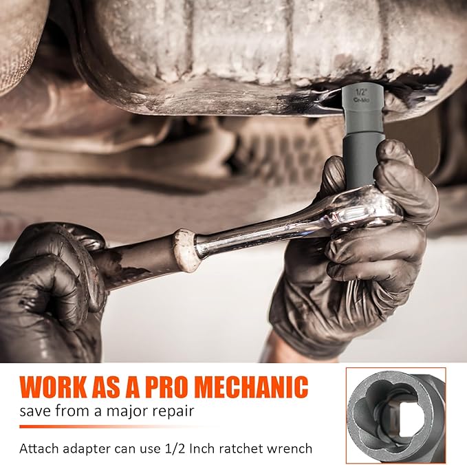 12Pcs Bolt Extractor Set, Easy Out Deep Bolt Extractor Kit for Stripped Broken Rounded Bolts Lug Nut Spark Plugs Stud Remove, Bolt Extractor Socket Set with Adapters