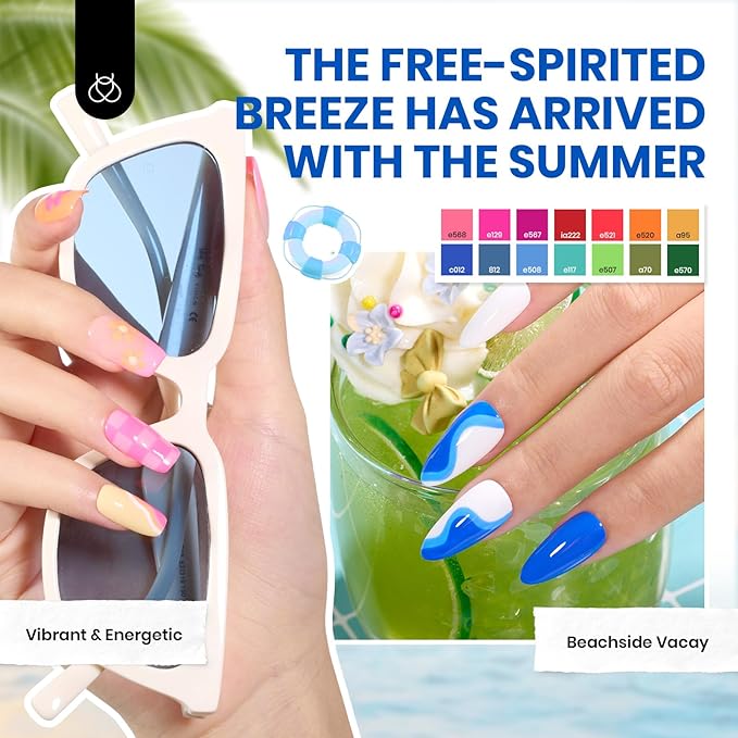 Beetles Gel Nail Polish Set, 70 PCS 60 Colors Red Green Pink Brown Blue Nude Glitter Gel Nail Polish Kit with Base Glossy & Matte Top Coat Gel Polish for Beginners DIY Salon Christmas Gifts for Women