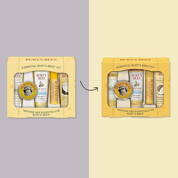 Burt's Bees Gifts Ideas - Essential Everyday Beauty Set, 5 Travel Size Products - Deep Cleansing Cream, Hand Salve, Body Lotion, Foot Cream and Lip Balm