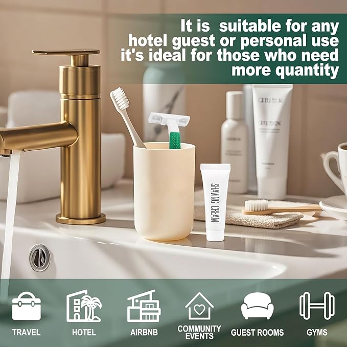 Disposable Razors in Bulk ,Green Razors Individually Wrapped Bulk,Twin Blade Razors with Clear Safety Cap and Shaving Cream, Razors For Homeless, Hotel,Air Bnb,Shelter/Homeless/Travel (100)