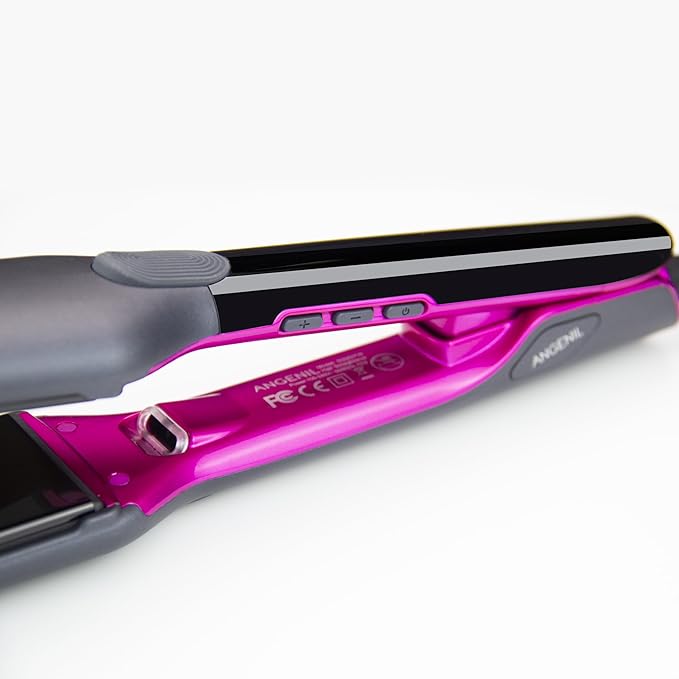 ANGENIL Hair Straightening Iron, 1.75 Inch Wide Flat Iron, 2 in 1 Straightener and Curler, Professtional Straightening Flat for Women Long Hair Thick Hair Wigs, Anti-Scald, LCD, 15S Fast Heating