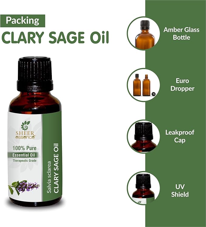 Clary Sage Oil -(Salvia Sclarea)- Essential Oil 100% Pure Natural Undiluted Uncut Therapeutic Grade Oil 33.81 Fl.OZ