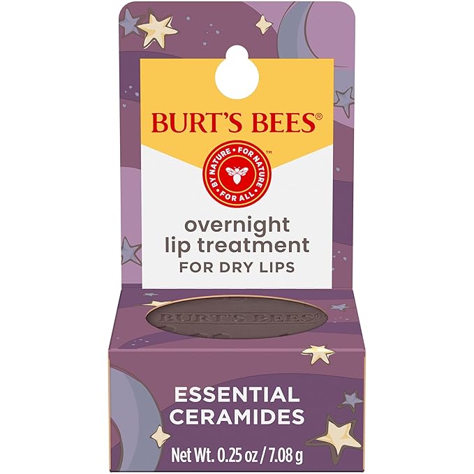 Burt's Bees Original Overnight Intensive Lip Treatment, Mothers Day Gifts, Moisturizing, Restorative, Reduces Fine Lines, Vitamin E, Ceramides Oils, Natural Origin Lip Care, 0.25 Oz.