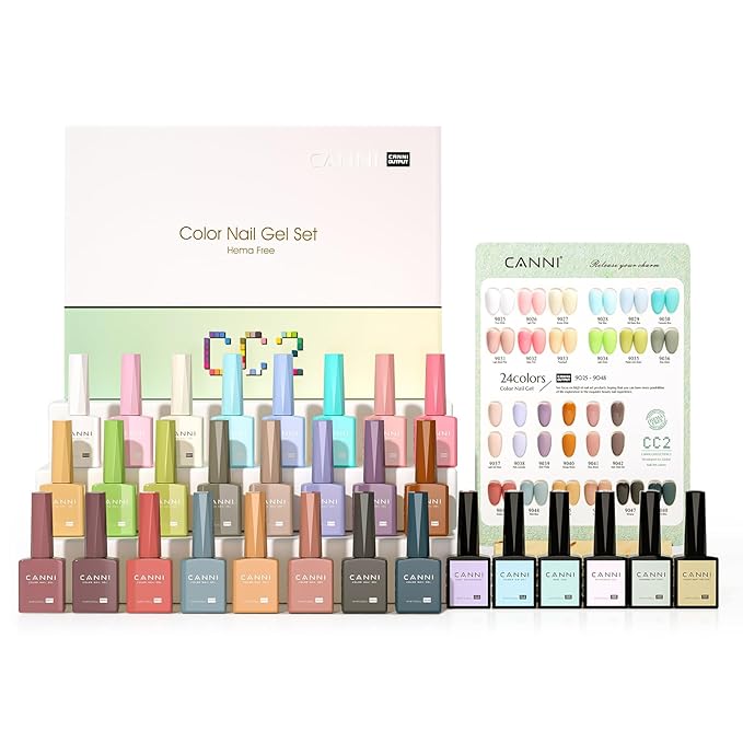 CANNI CC2 Gel Nail Polish Set, 30 Pcs 9ml White Pink Nude Blue Pastel Gel Polish Kit Soak Off LED Natural Nail Polish Set Nail Art Starter Manicure Salon DIY at Home