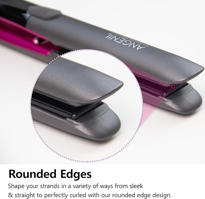 ANGENIL Professional Titanium Flat Iron Hair Straightener and Curler 2 in 1, Dual Voltage Hair Straighteners for Women, 20S Fast Heating Flat Iron 1-inch with Anti-scalding and Anti-Slip Silicone Mat