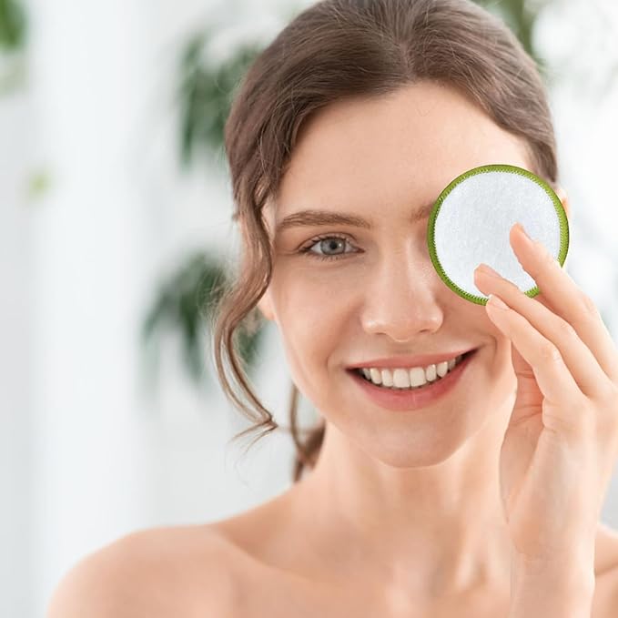 Chloven Reusable Cotton Rounds - 30 Pack Washable Bamboo Makeup Remover Pads for Gentle Cleansing Reusable Face Pads for Skincare & Nail Polish Removal with Mesh Laundry Bag