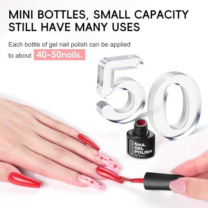 COSCELIA 40PCS Gel Nail Polish Set, 7ml 35 Colors Gel Polish with 5pcs Top and Base Coat Nude White Pink Red Green Blue Summer Colors All Seasons Nail Art Manicure Starter Kit at Home Gifts for Women
