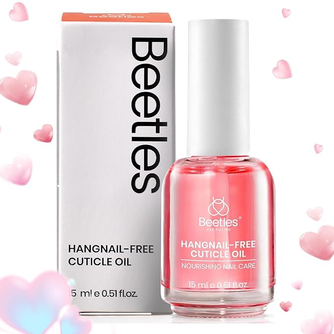 Beetles Cuticle Oil for Nail & Cuticle Care, 15ml Natural Rose Smell Oil with Vitamin E Nourish Condition Dry Stronger Nails SPA & Hand Manicure DIY Salon Needs Gifts for Her Women