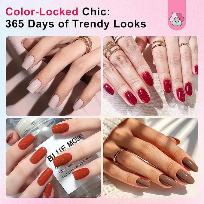 SAVILAND Color Artistry Fall Nail Polish Set: Quick Dry 24 Color Regular Nail Polish Kit Orange Red Brown Glitter Finger Bulk Fingernail Polish Set Non Gel Castor Oil Vitamin E Nail Lacquer Women Home