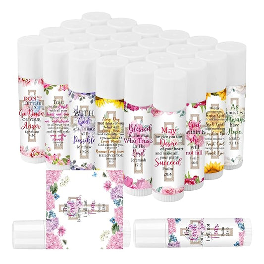 50 Pack Christian Lip Balm Bulk, Religious Bible Lip Care, Moisturizing and Nourishing Lip Balm for Christian Gifts and Party Favors for Guests
