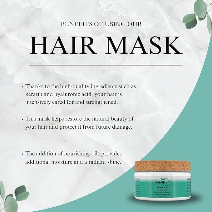 Deep Moisturizing Hair Mask for Women/Men - Keratin Mask for Dry & Damaged Hair - Deep Conditioning Treatment with Hyaluronic and Moroccan Argan Oil, 250ml | 8,45 FL.OZ