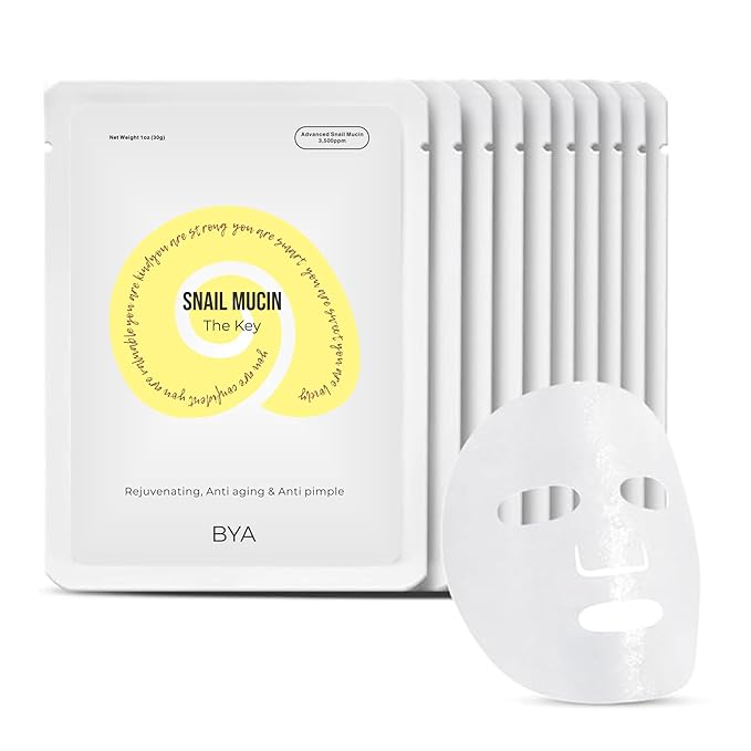 BYA x3 Rejuvenating, Anti aging, Anti pimple, Snail Mucin, Face Masks Skincare, Facial Mask, Face Mask Skin Care, Sheet Mask, Face Mask Set, Face Sheet Masks Skincare, Hydrating Face Masks Sheets