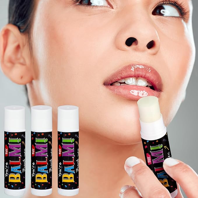 100 Pack Teacher Volunteers Appreciation Gifts Bulk Lip Balms Employee Staff Team Thank You Gifts Nurse Pastor Appreciation Favors You're the Balm for Women Men Coworkers Homeless