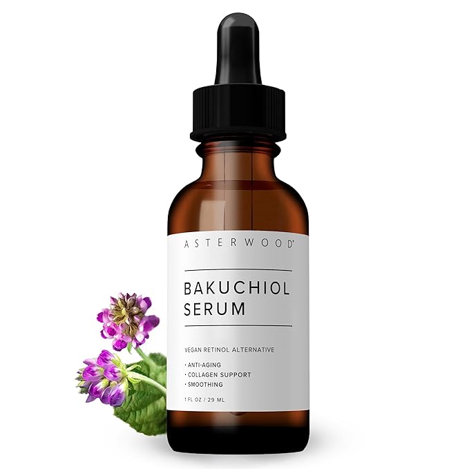 Asterwood Bakuchiol Serum for Face - Retinol Alternative - Plumping, Anti-Aging, Wrinkle Reducing - Fragrance-Free - 1 Fl Oz